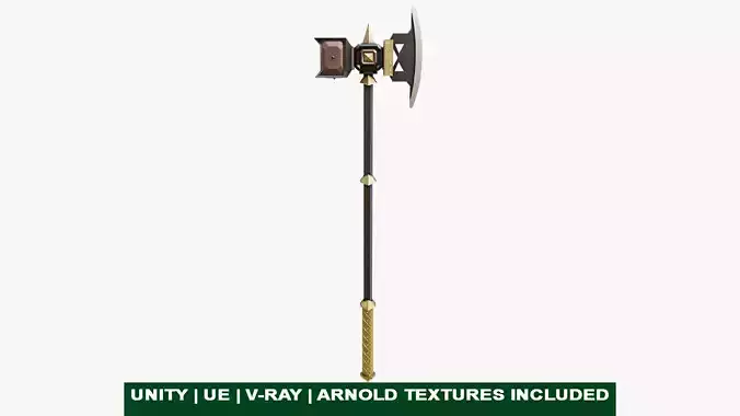 Battle Hammer 07 All PBR Unity UE V-Ray Textures Included Low-poly 3D model