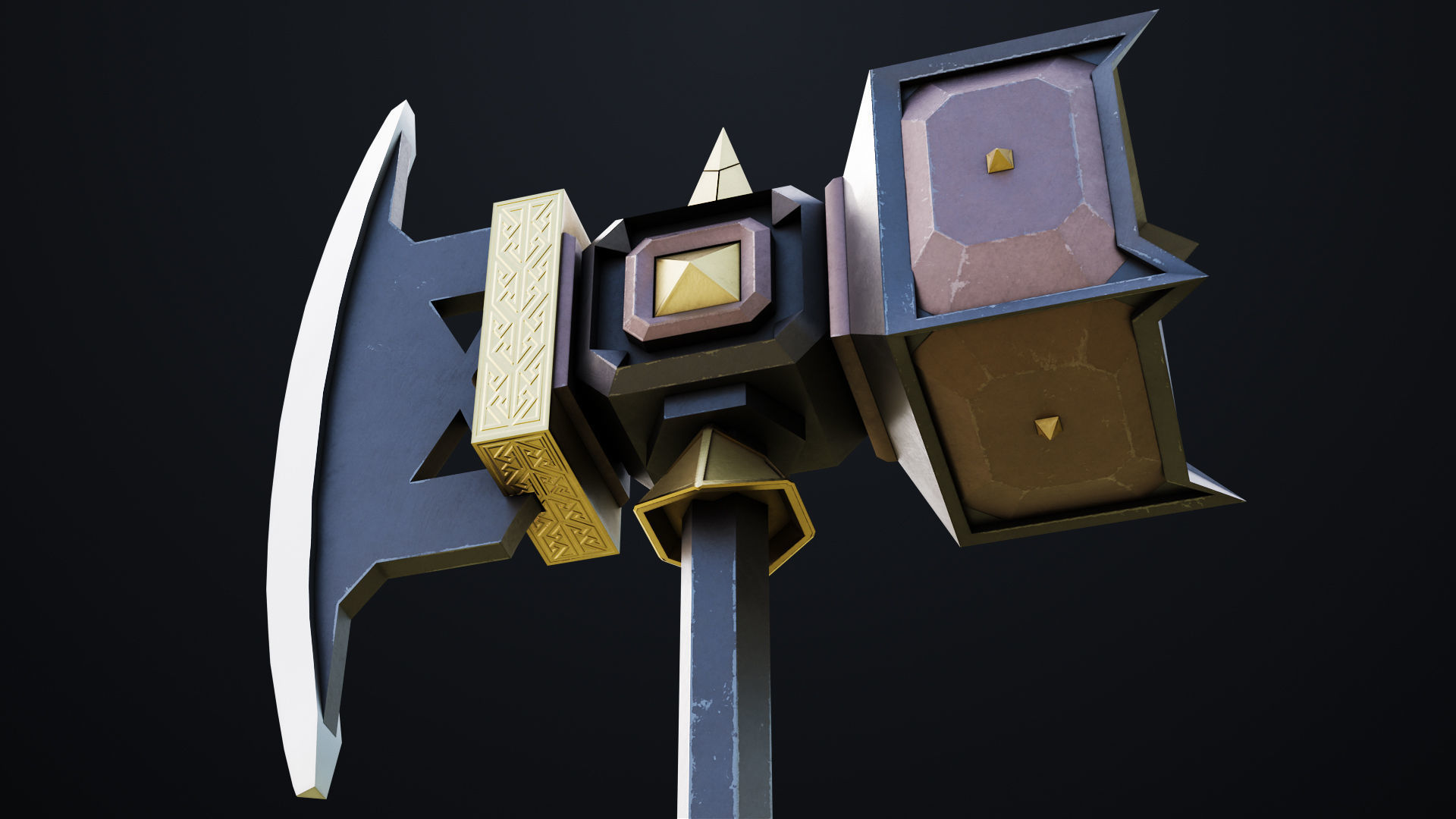 Battle Hammer 07 All PBR Unity UE V-Ray Textures Included Low-poly 3D model_14