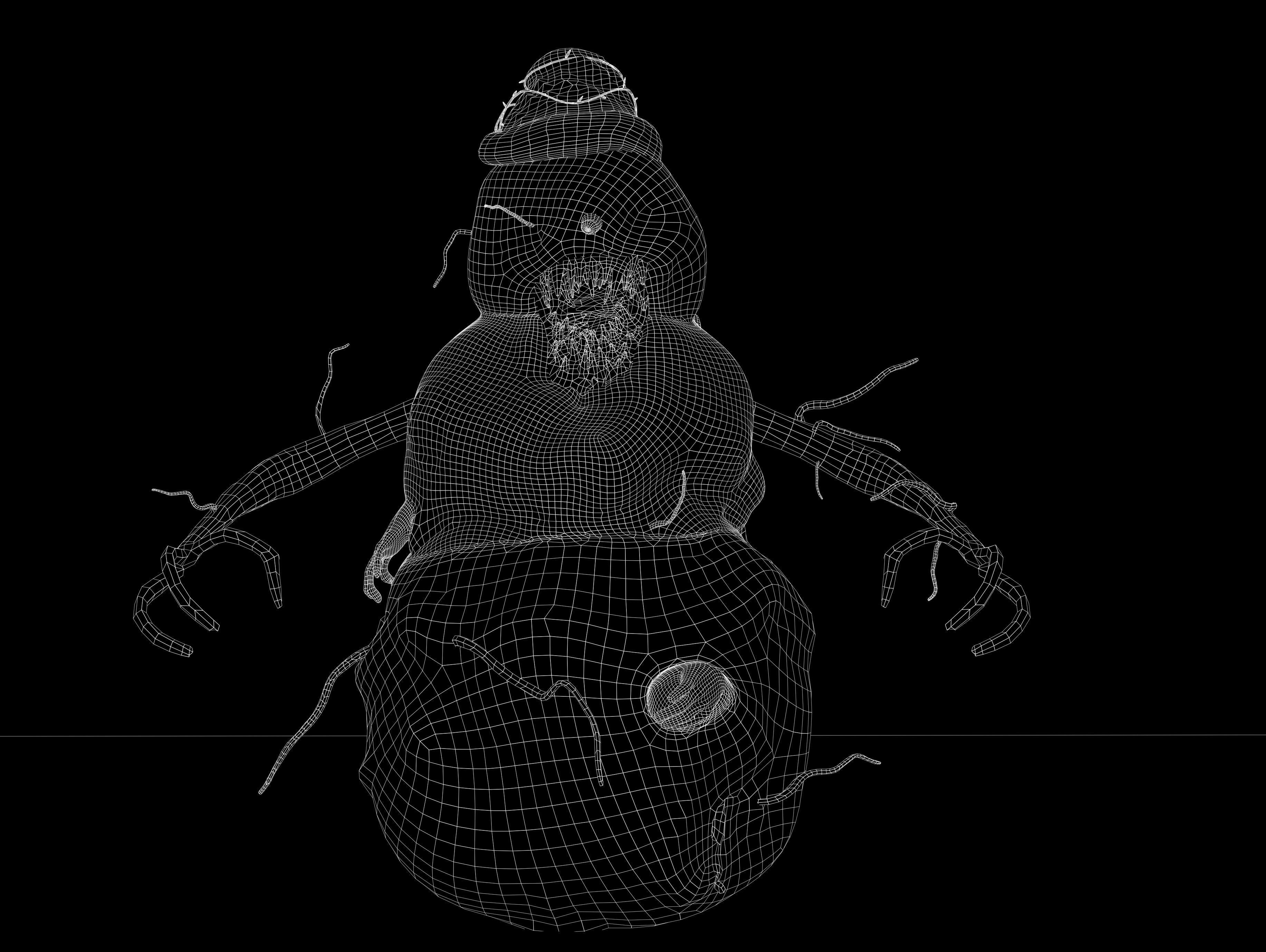 Snowman horror Low-poly 3D model_8