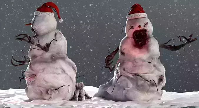 Snowman horror Low-poly 3D model