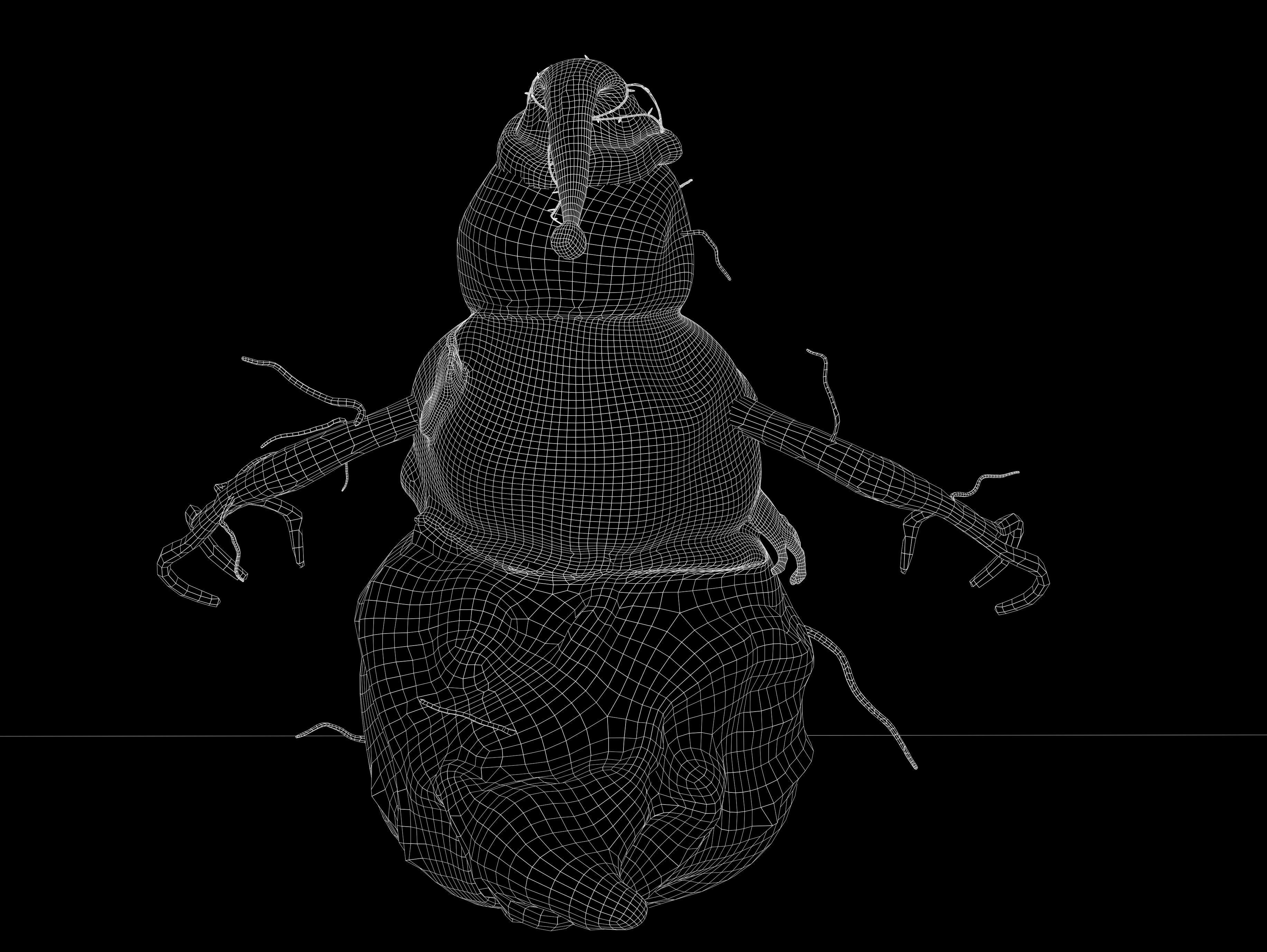 Snowman horror Low-poly 3D model_9