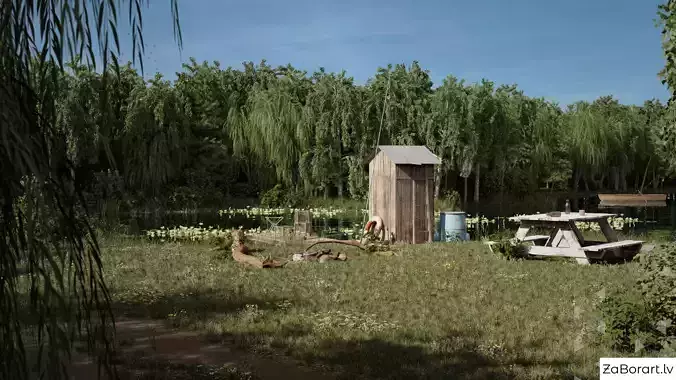 Fishermans platform by the lake