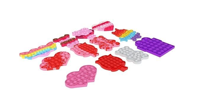Valentines Pop It Fidget Toys Set 3D model