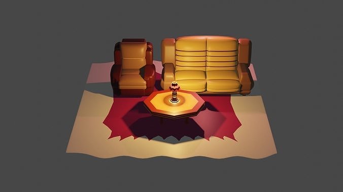 Couch single and double with table and lamp updated  Free 3D model
