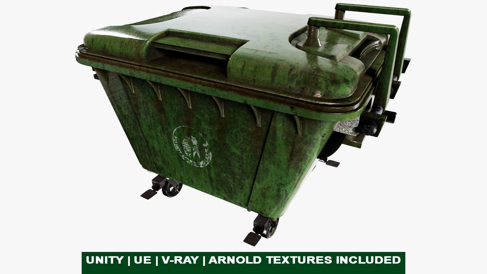 3D model Old Dirty Dustbin All PBR Unity UE Textures Included VR / AR ...