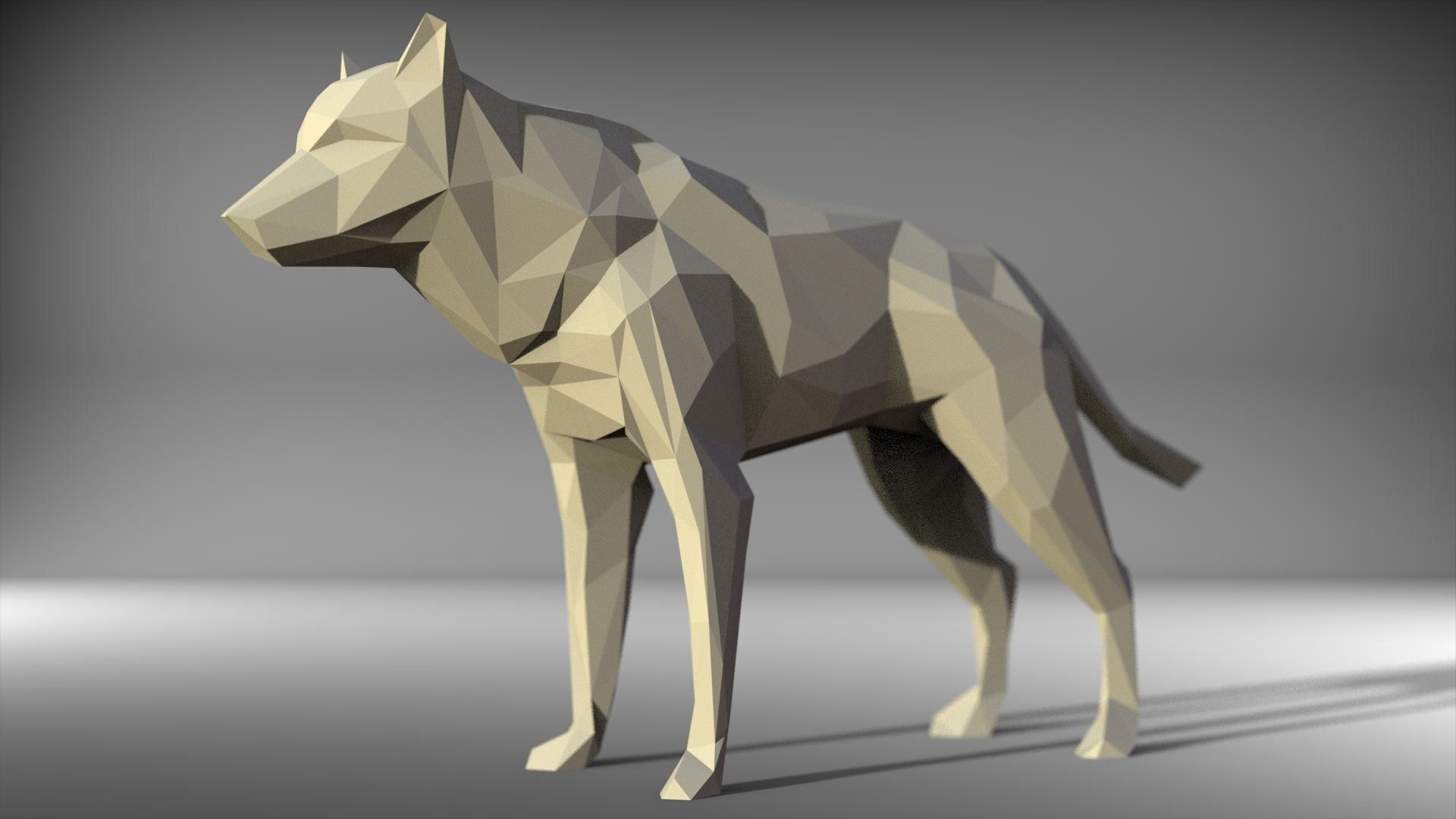 wolf low poly printable Low-poly 3D model_3