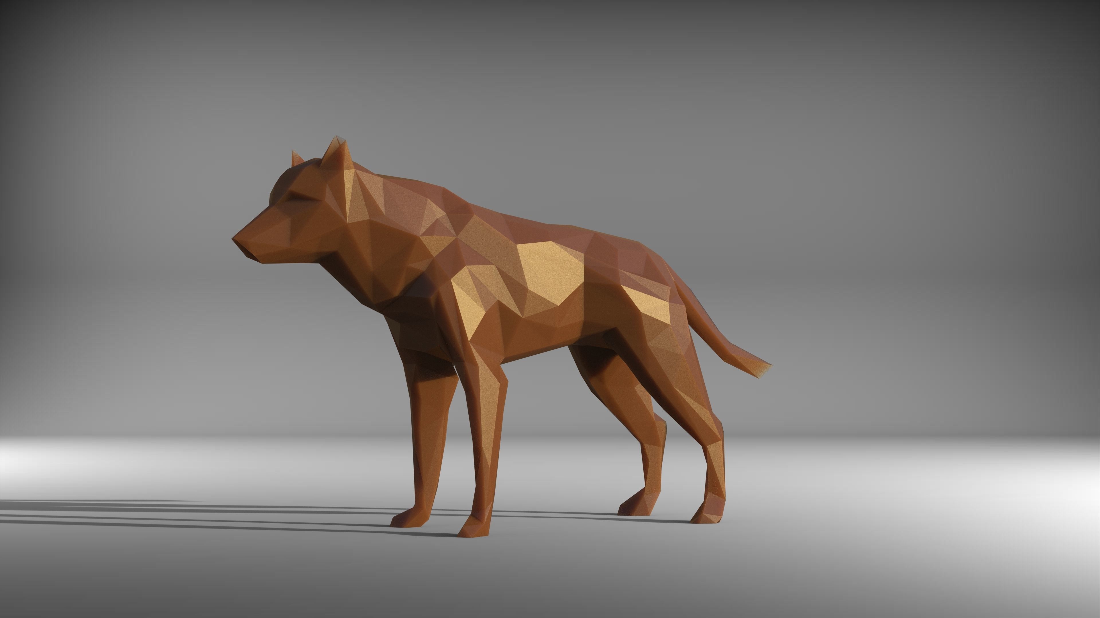 wolf low poly printable Low-poly 3D model_6