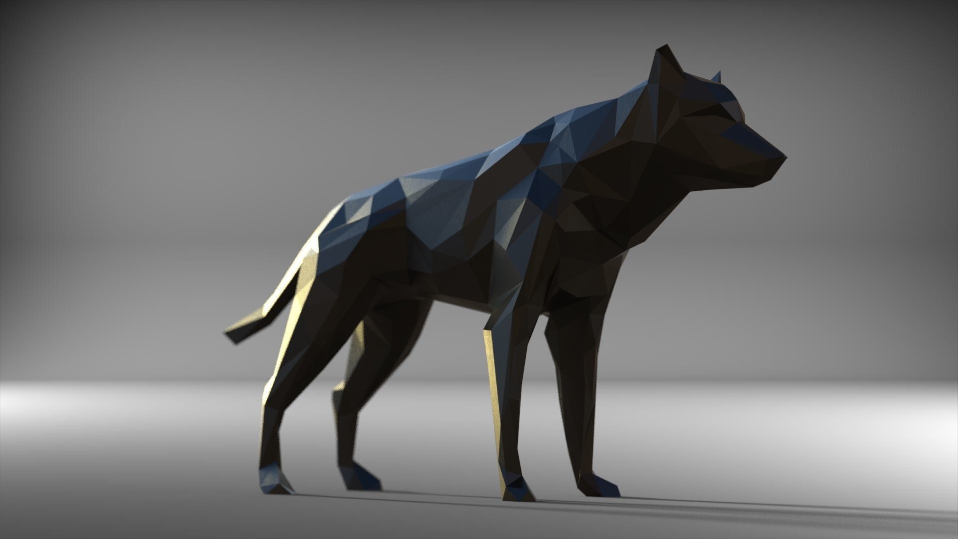 wolf low poly printable Low-poly 3D model_1