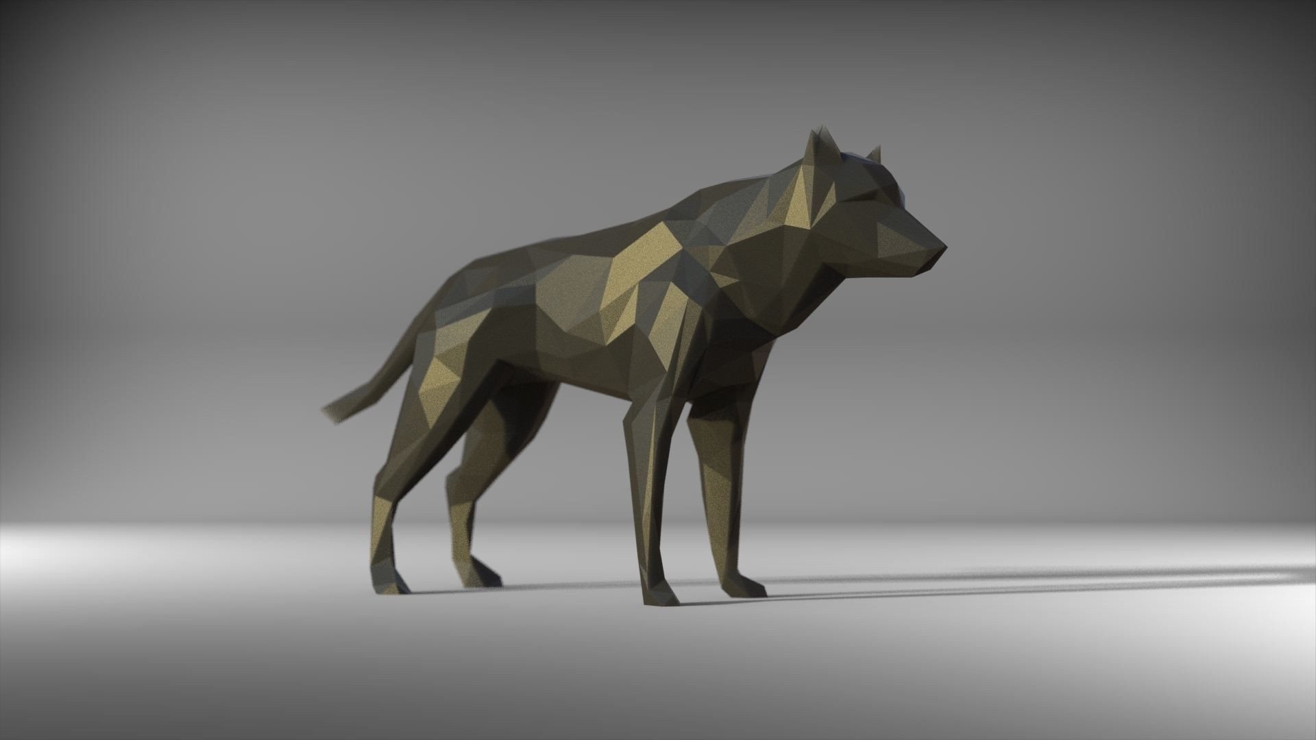 wolf low poly printable Low-poly 3D model_2