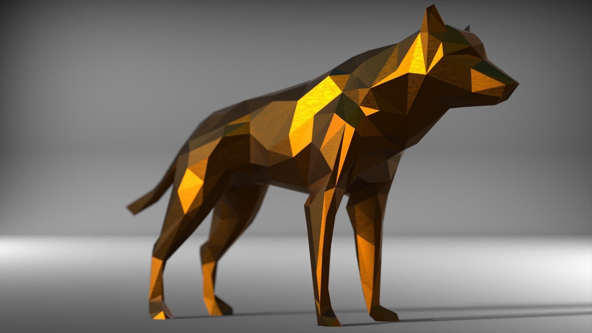 wolf low poly printable Low-poly 3D model_4