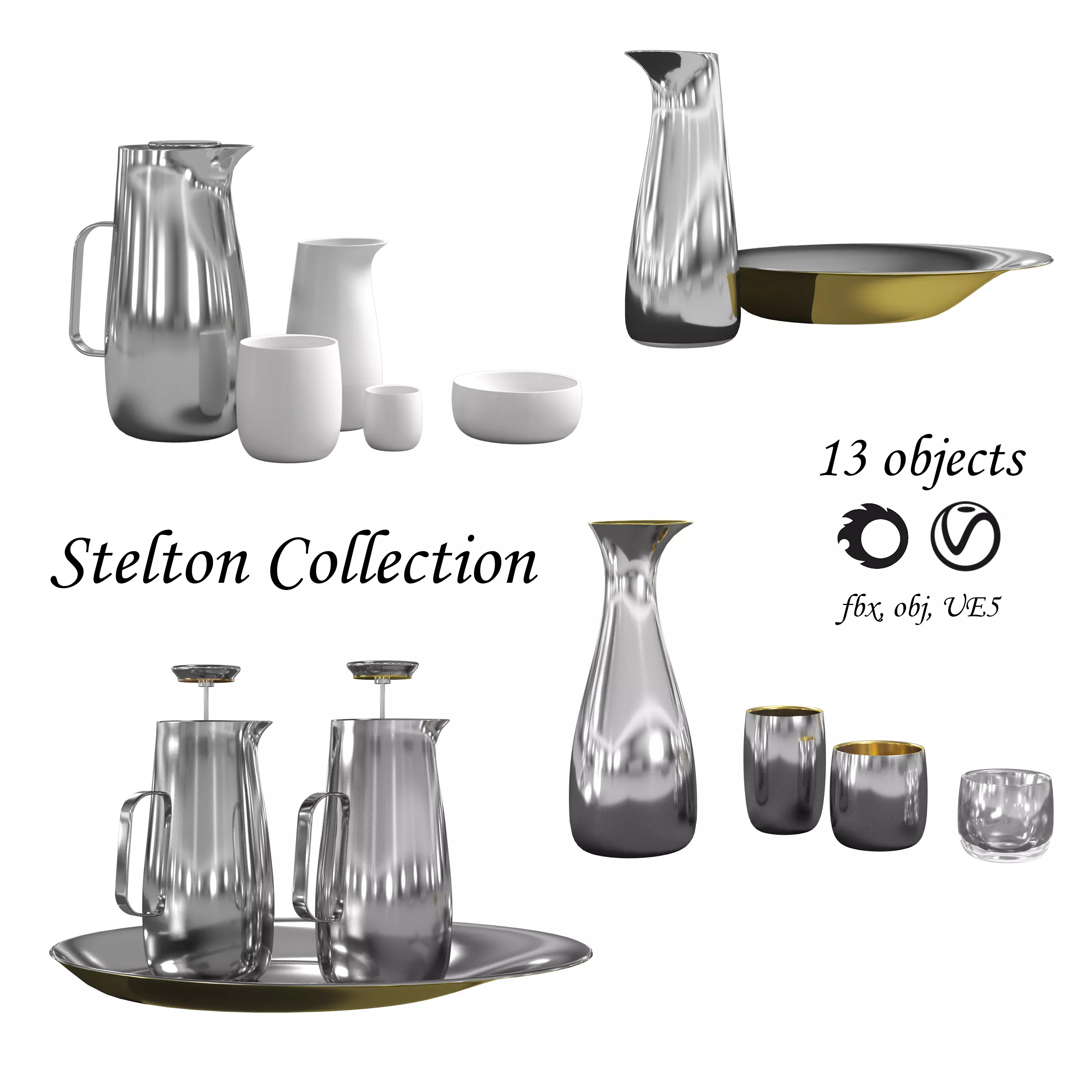 Stelton collection tea set  3D model_0