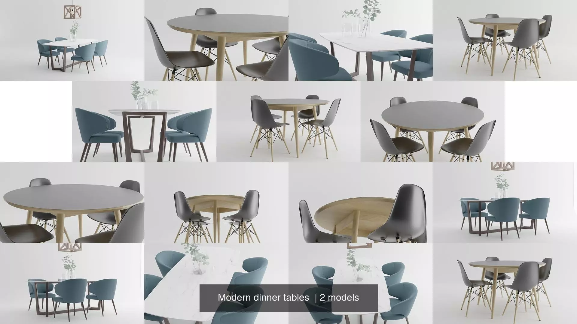 Modern dinner tables 3D Model Collection_0
