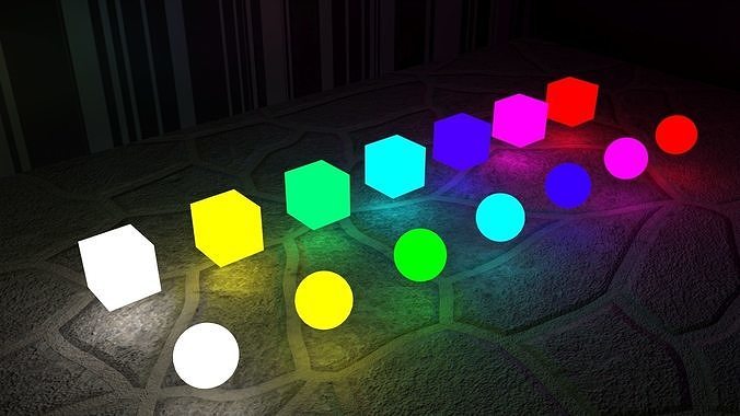lighting different colored cubes Free 3D model