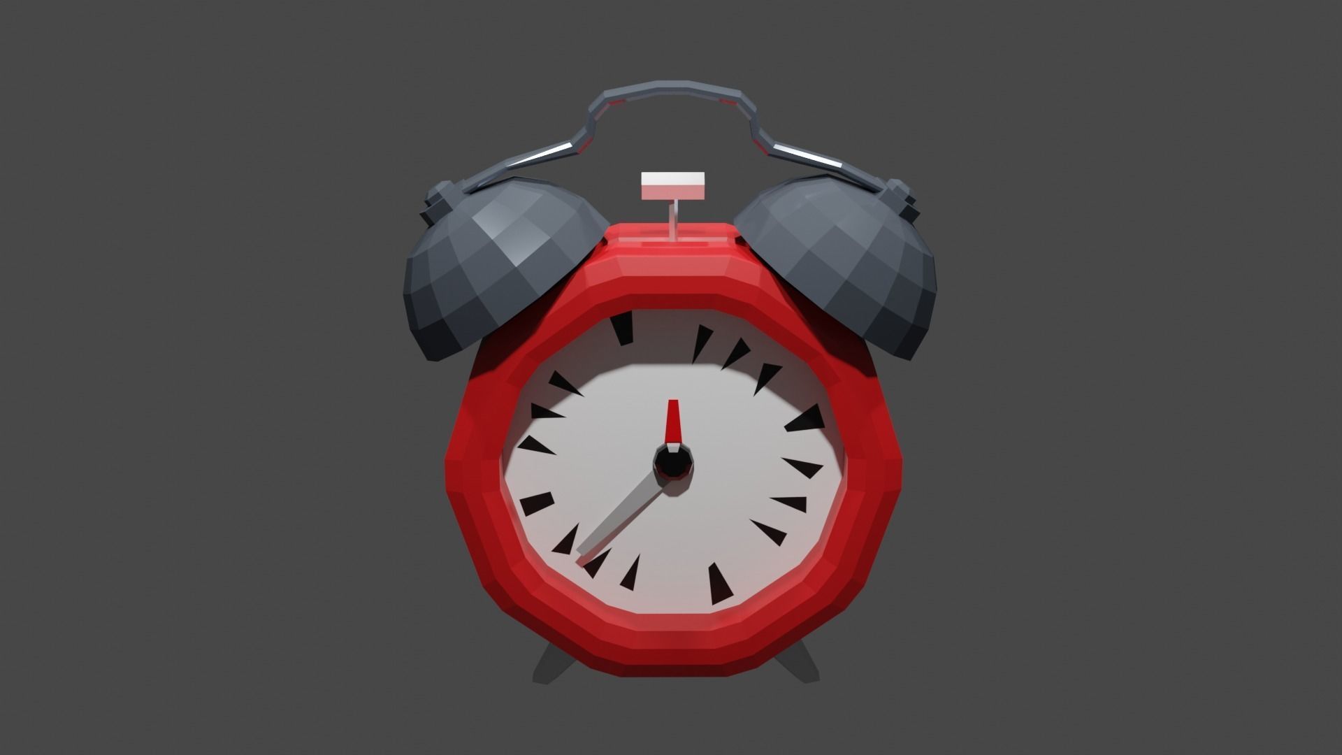 Stylized Alarm Clock Low-poly 3D model_2
