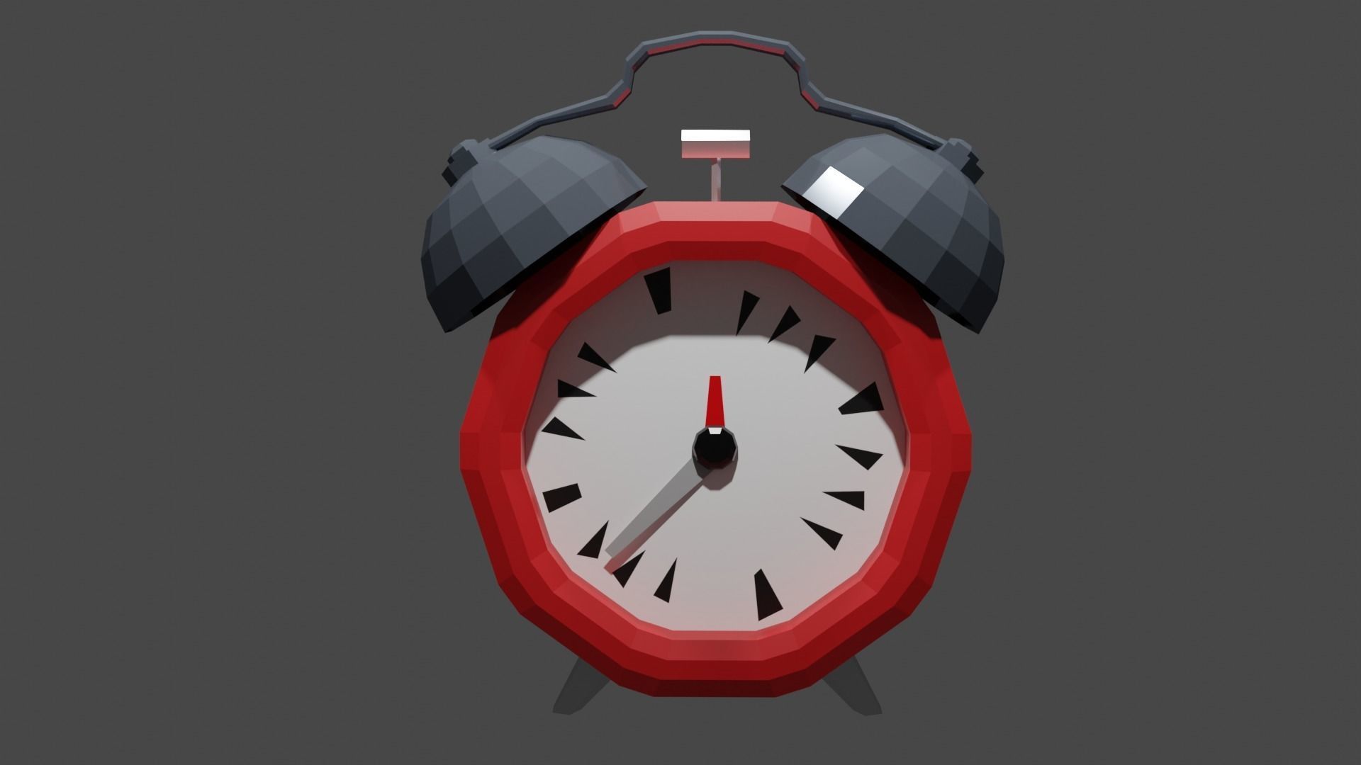 Stylized Alarm Clock Low-poly 3D model_4