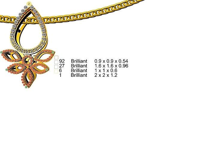pear marquise diamond pendant 3D print model