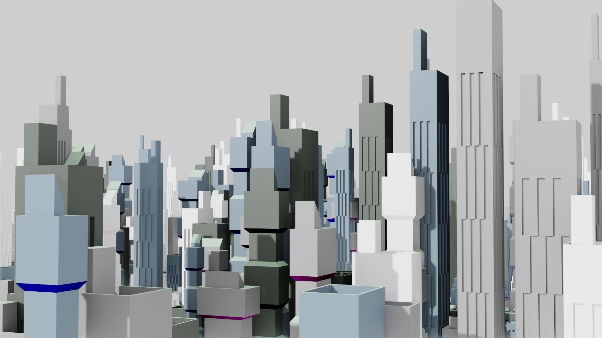 sci-fi city Low-poly 3D model_1