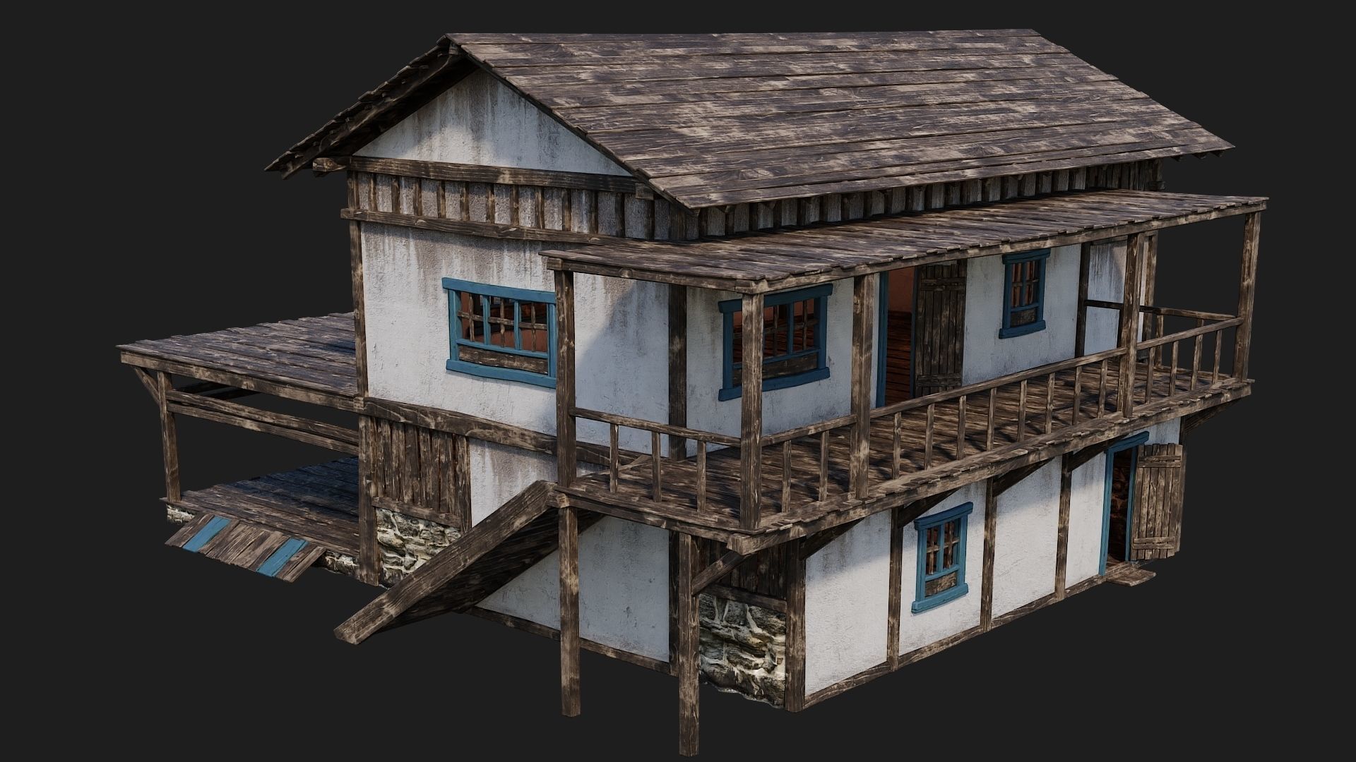 Old House Building 4K Textures GameReady 166 Low-poly 3D model_11