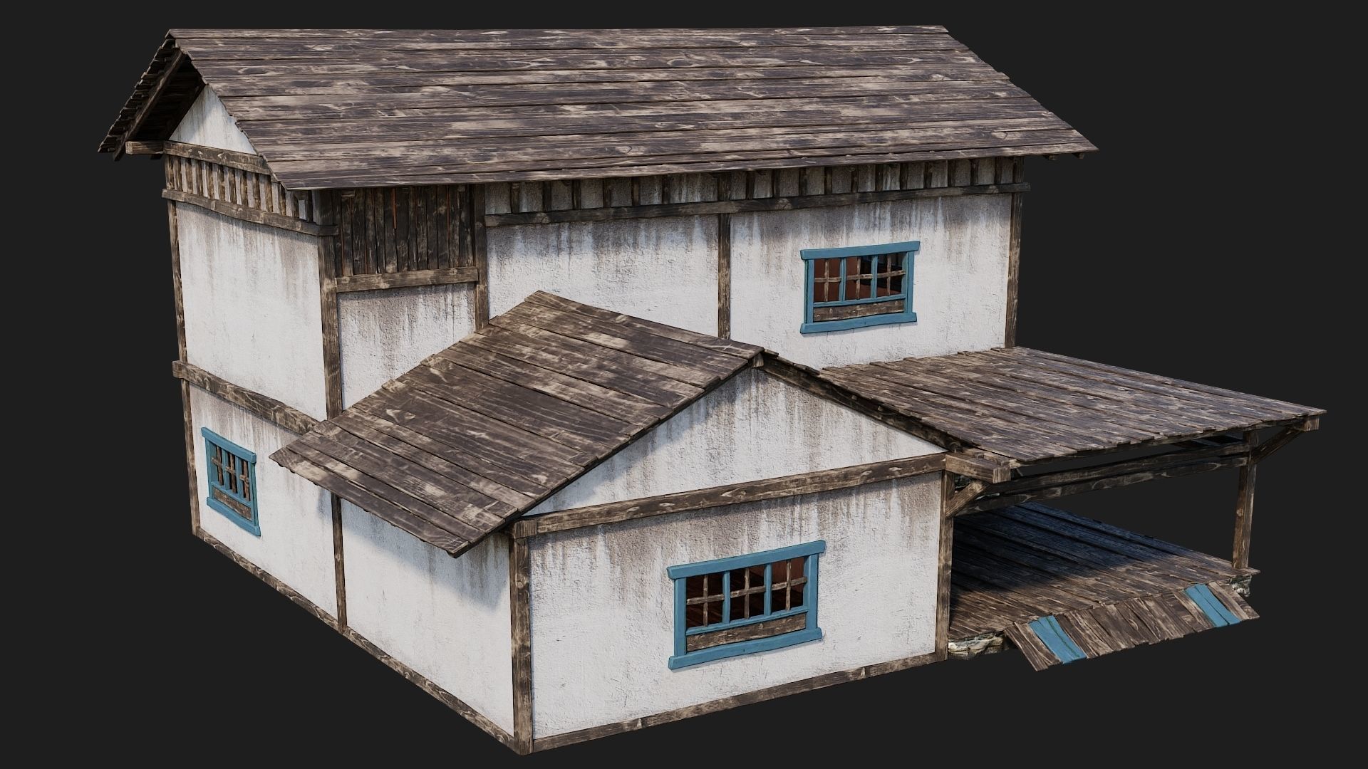 Old House Building 4K Textures GameReady 166 Low-poly 3D model_4