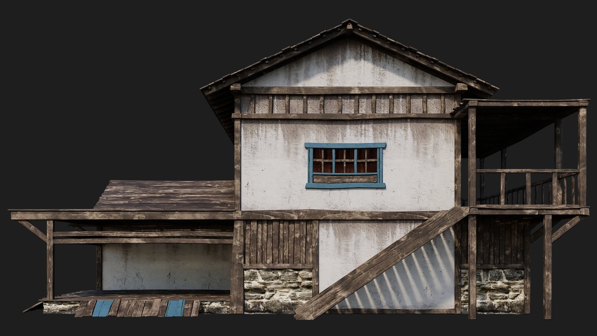 Old House Building 4K Textures GameReady 166 Low-poly 3D model_3