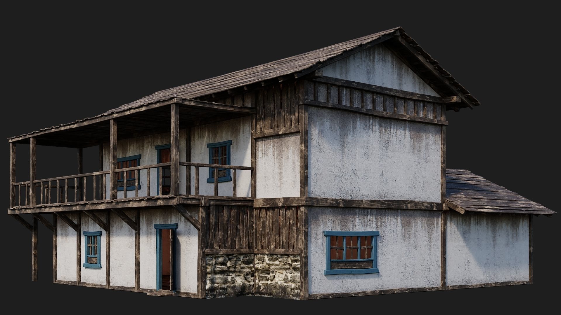 Old House Building 4K Textures GameReady 166 Low-poly 3D model_8