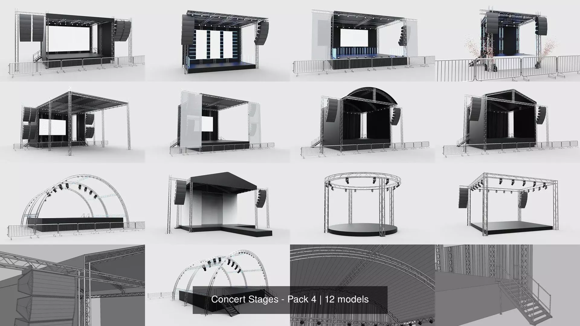 Concert Stages - Pack 4 3D Model Collection_0