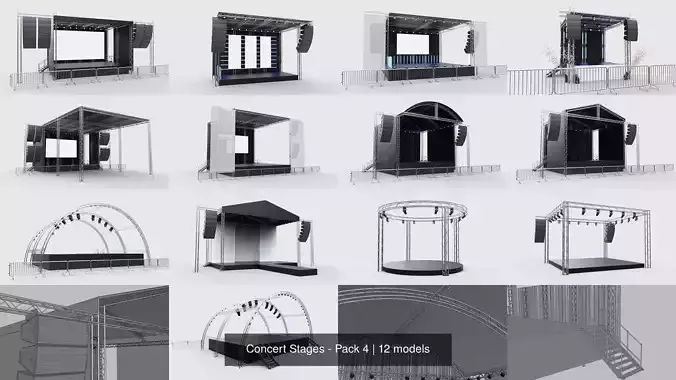 Concert Stages - Pack 4 3D Model Collection