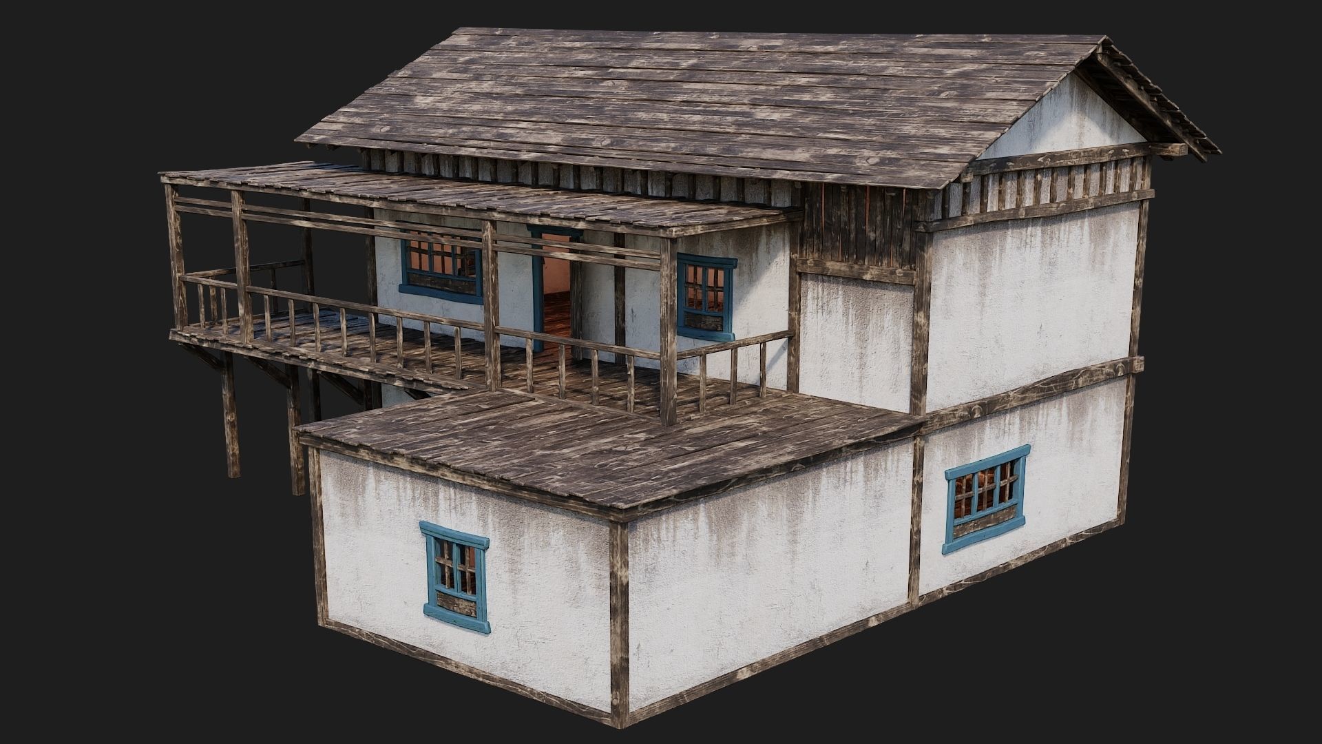 Old House Building 4K Textures GameReady 168 Low-poly 3D model_11