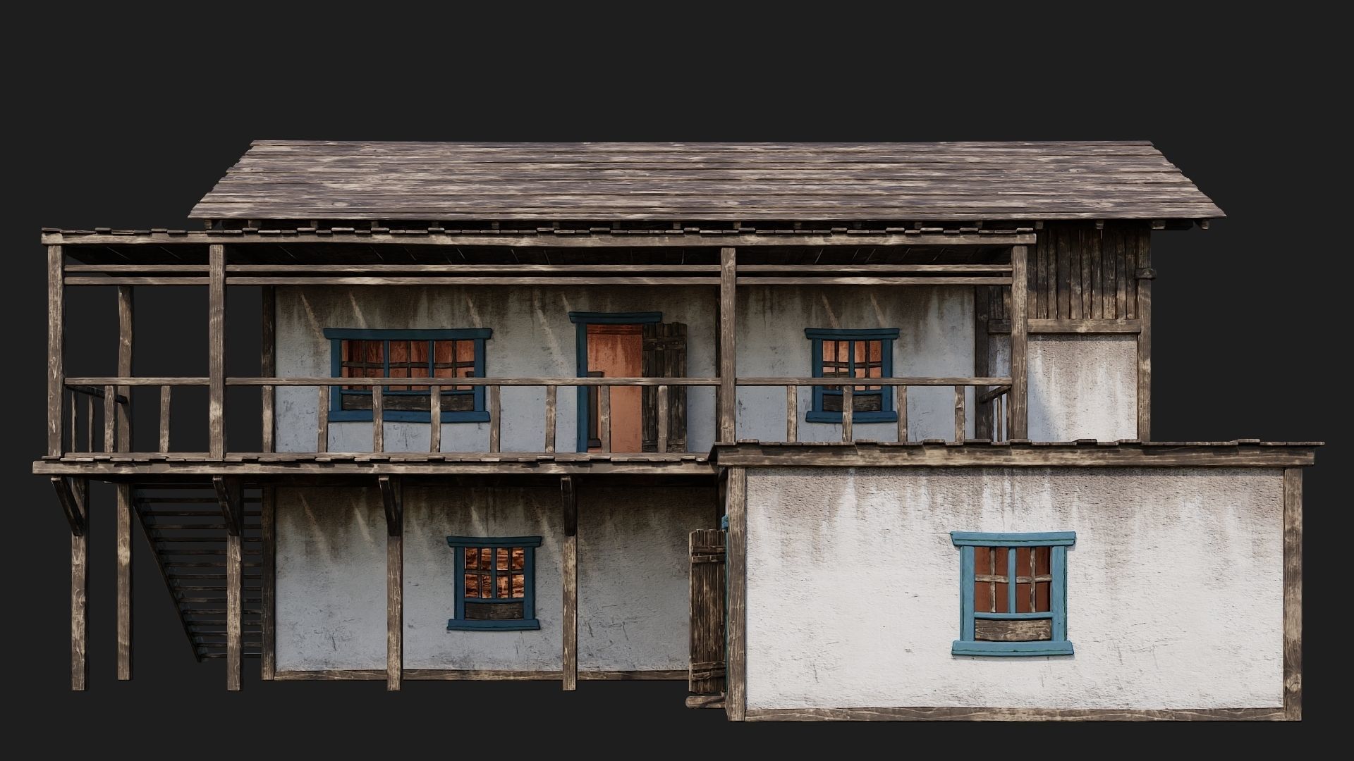 Old House Building 4K Textures GameReady 168 Low-poly 3D model_3
