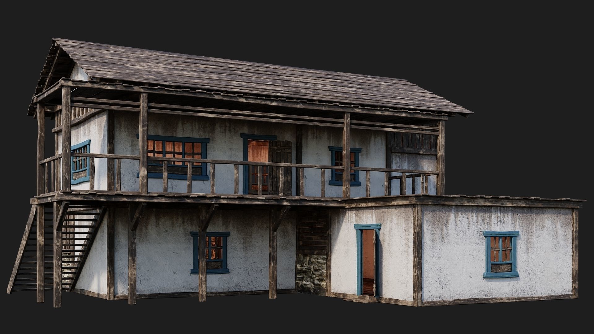 Old House Building 4K Textures GameReady 168 Low-poly 3D model_2