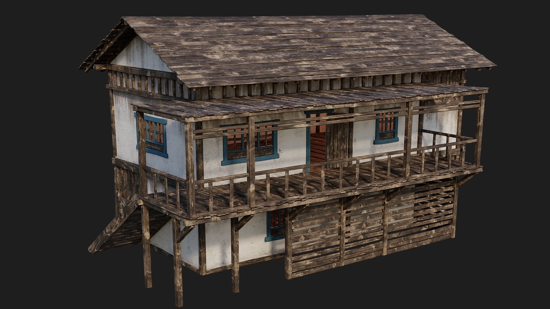 4 Old House Building Pack 4K Textures GameReady 165 to 168 Low-poly 3D model_17