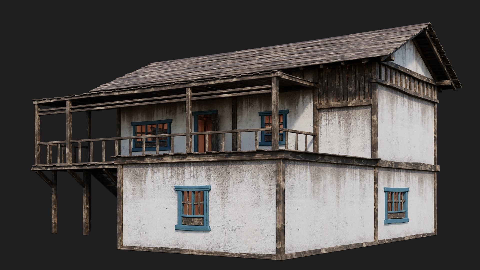 4 Old House Building Pack 4K Textures GameReady 165 to 168 Low-poly 3D model_45