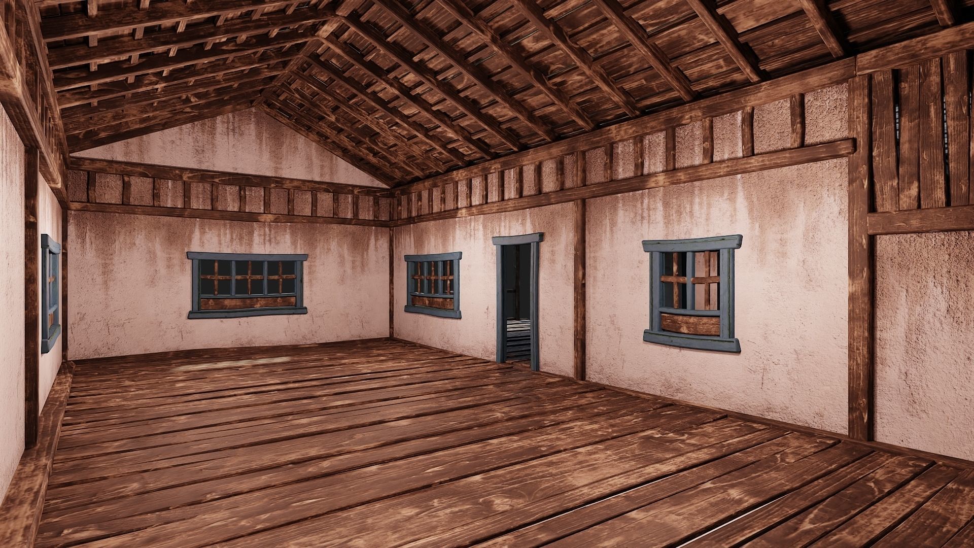 4 Old House Building Pack 4K Textures GameReady 165 to 168 Low-poly 3D model_32