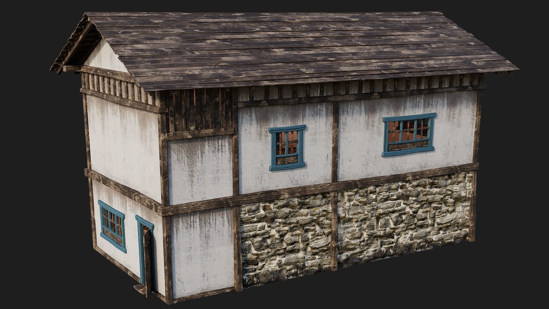 4 Old House Building Pack 4K Textures GameReady 165 to 168 Low-poly 3D model_19