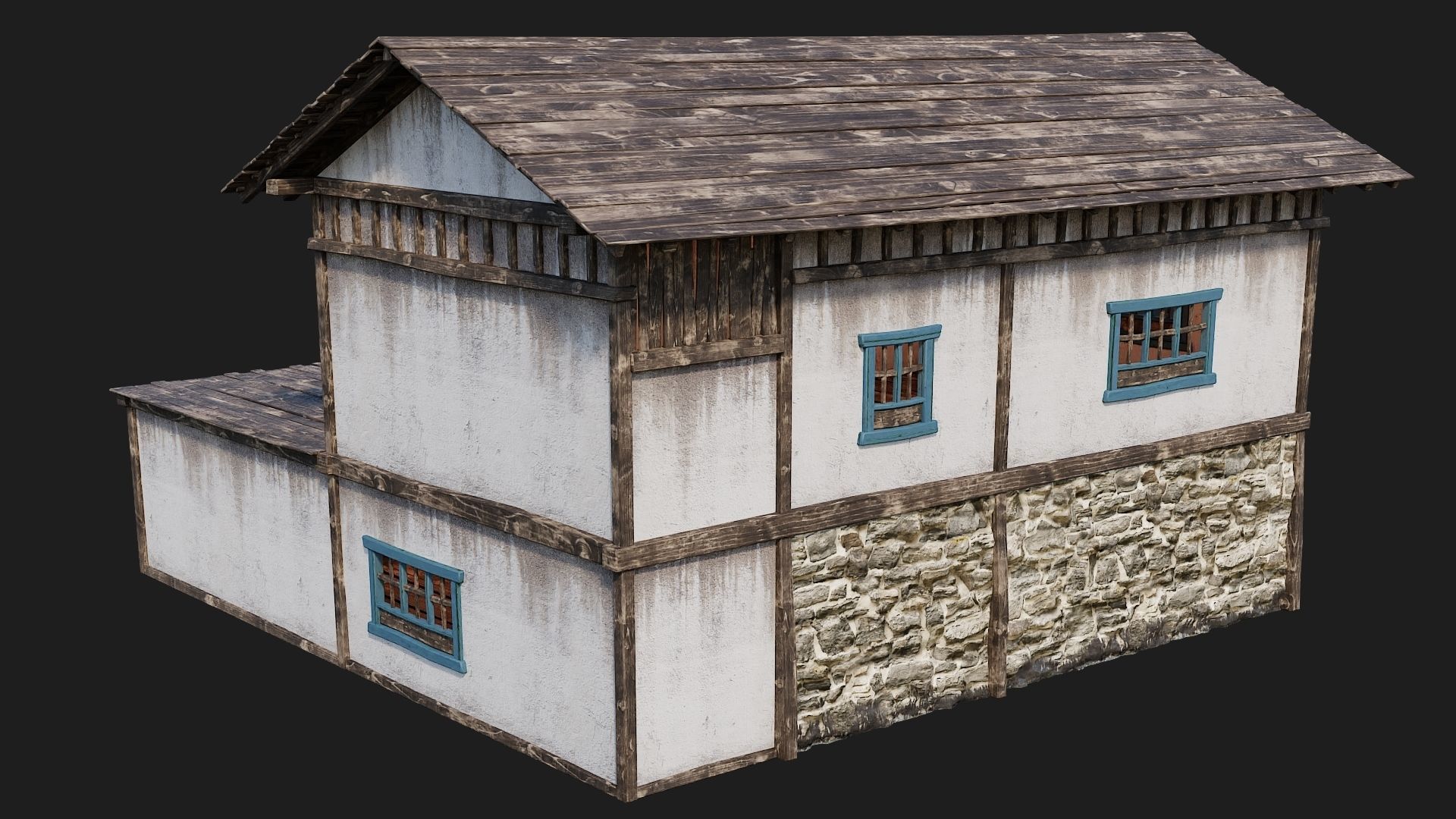 4 Old House Building Pack 4K Textures GameReady 165 to 168 Low-poly 3D model_52