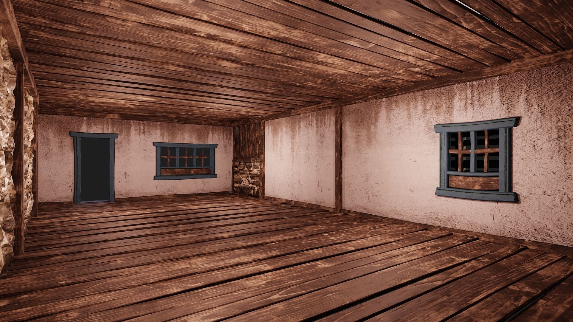 4 Old House Building Pack 4K Textures GameReady 165 to 168 Low-poly 3D model_9