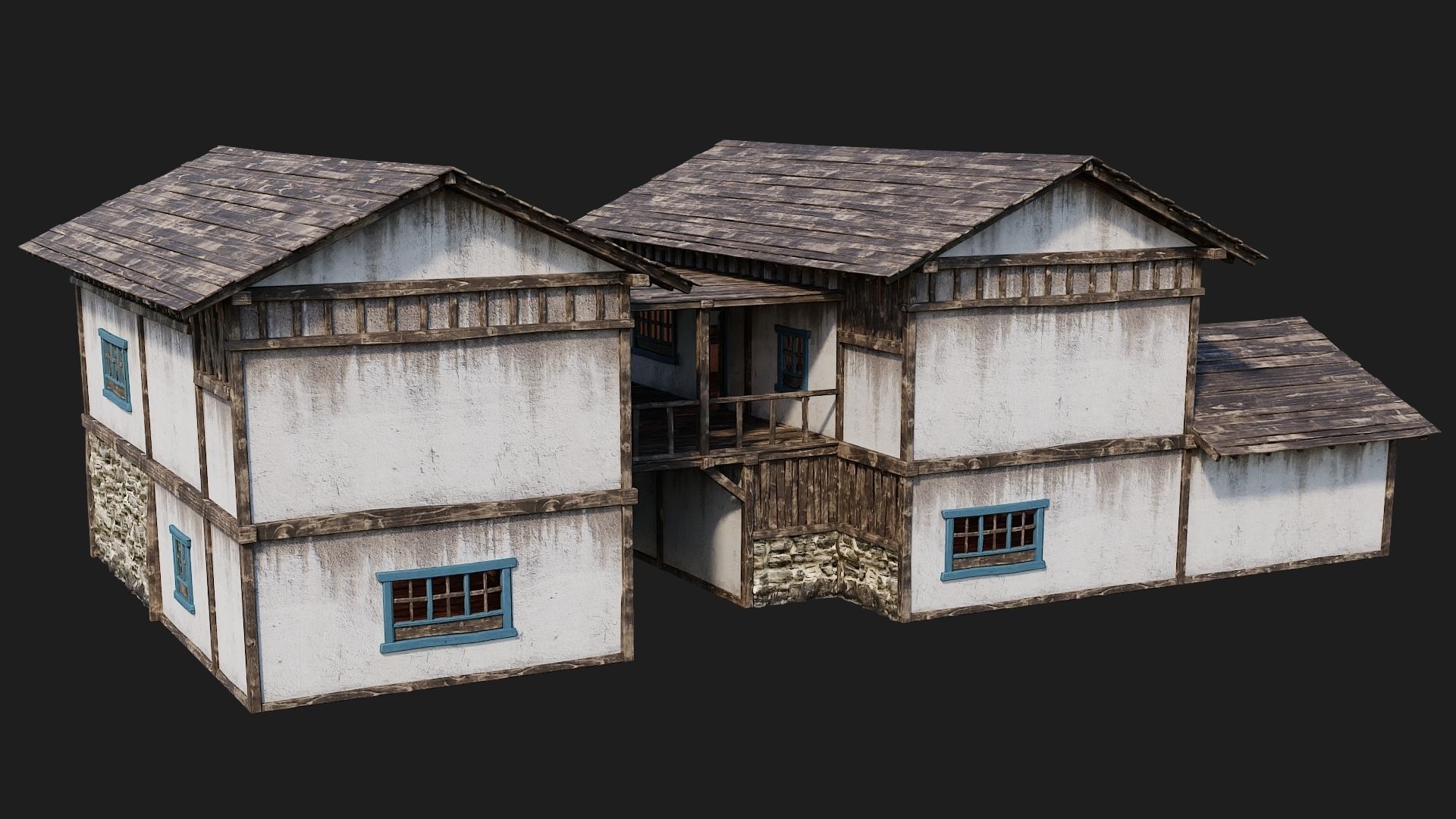 4 Old House Building Pack 4K Textures GameReady 165 to 168 Low-poly 3D model_41