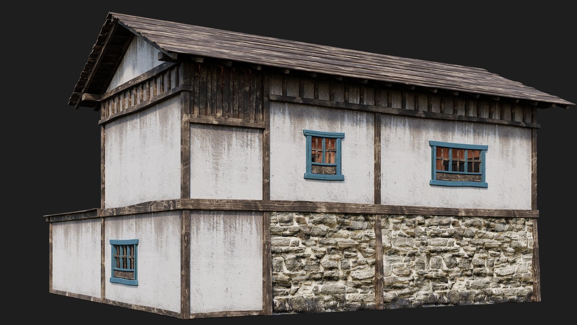 4 Old House Building Pack 4K Textures GameReady 165 to 168 Low-poly 3D model_46