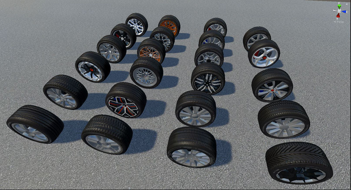 Realistic Wheel Pack Low-poly 3D model_15