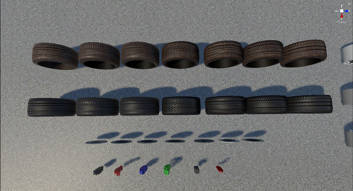 Realistic Wheel Pack Low-poly 3D model_9