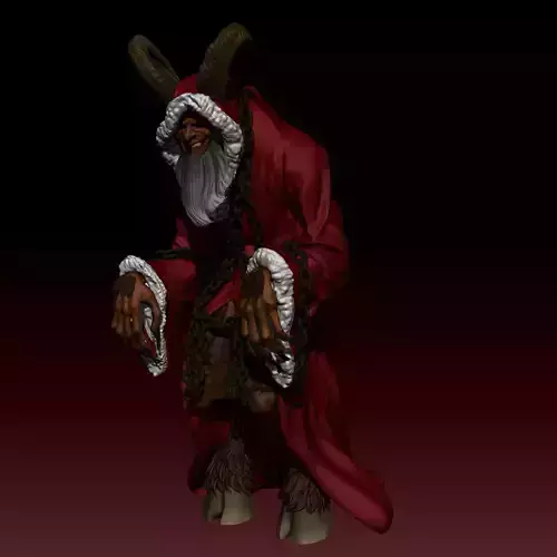 Krampus demon wearing coat 3D print model