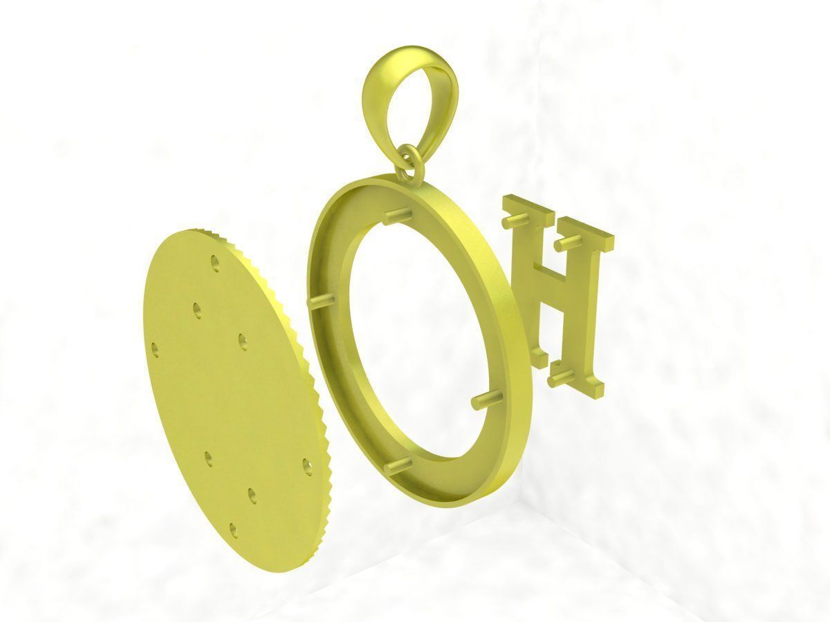 Letter H pendant 3992 3D print model_7