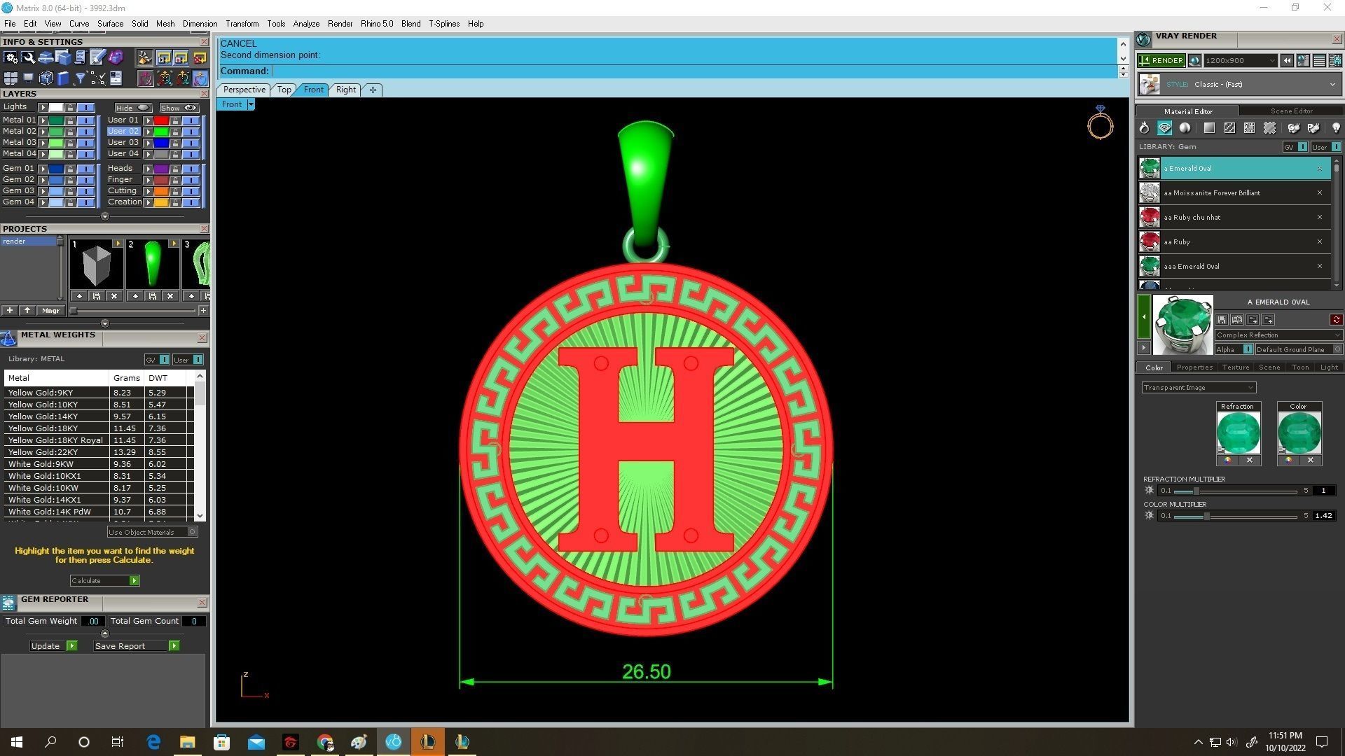 Letter H pendant 3992 3D print model_3