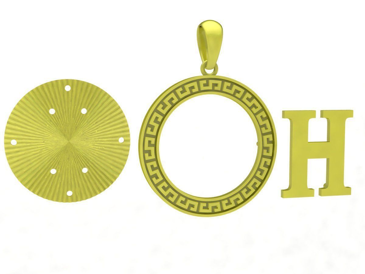 Letter H pendant 3992 3D print model_2