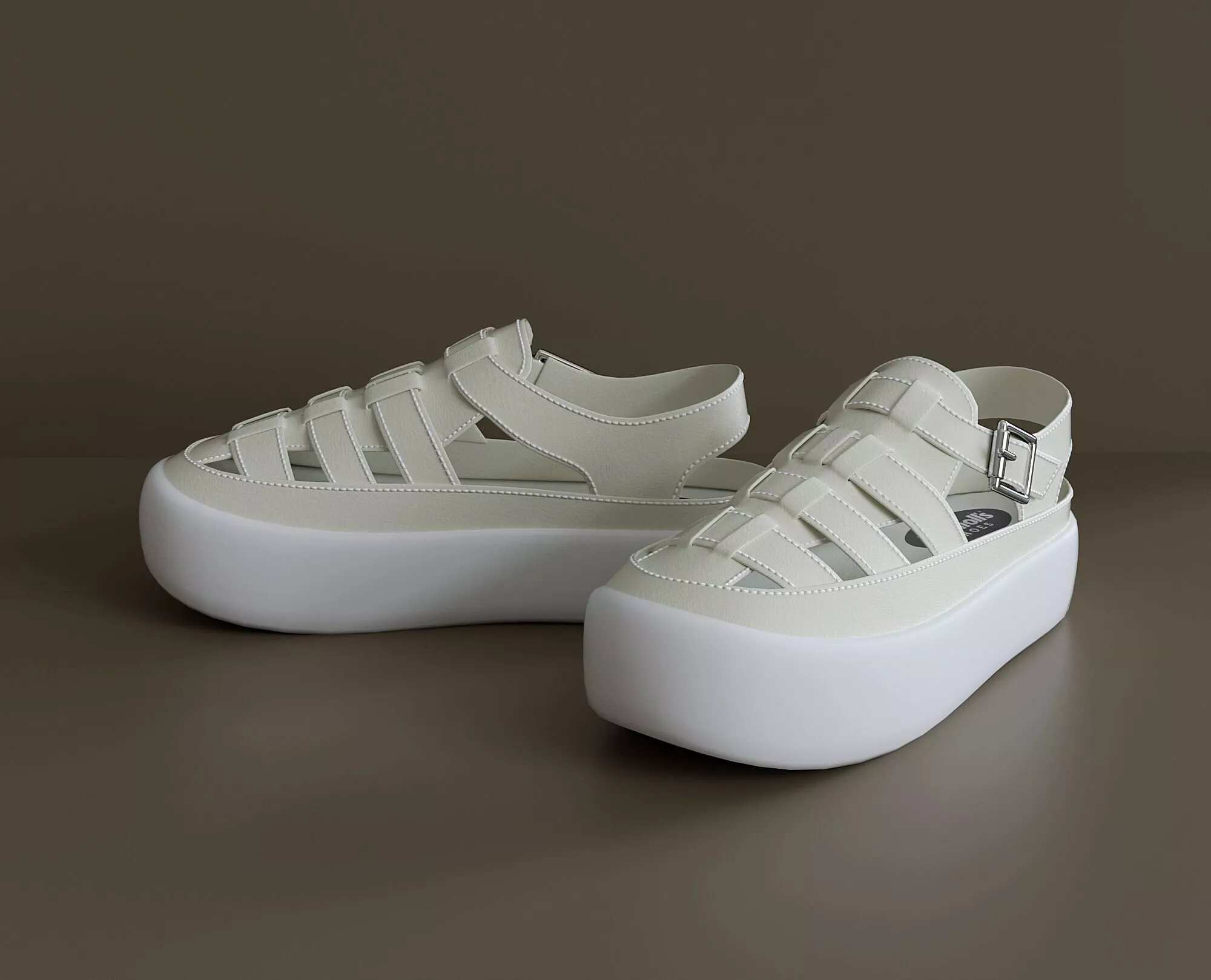 Womens white leather sandals 3D model
