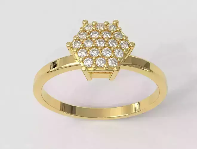 Hexagon Pave Ring
