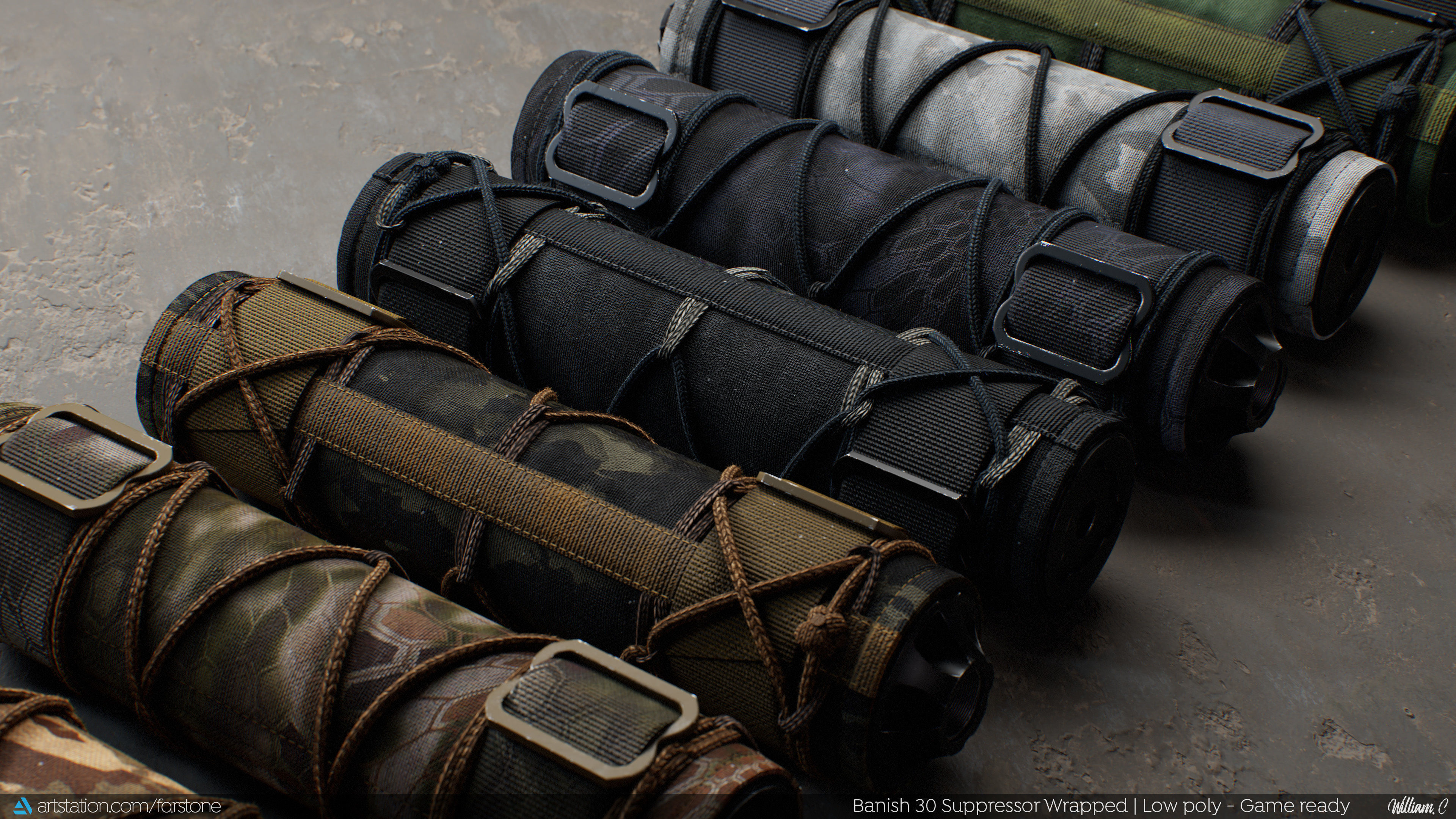 Banish 30 Suppressor Wrapped PBR Game Ready - Silencer Low-poly 3D model_1