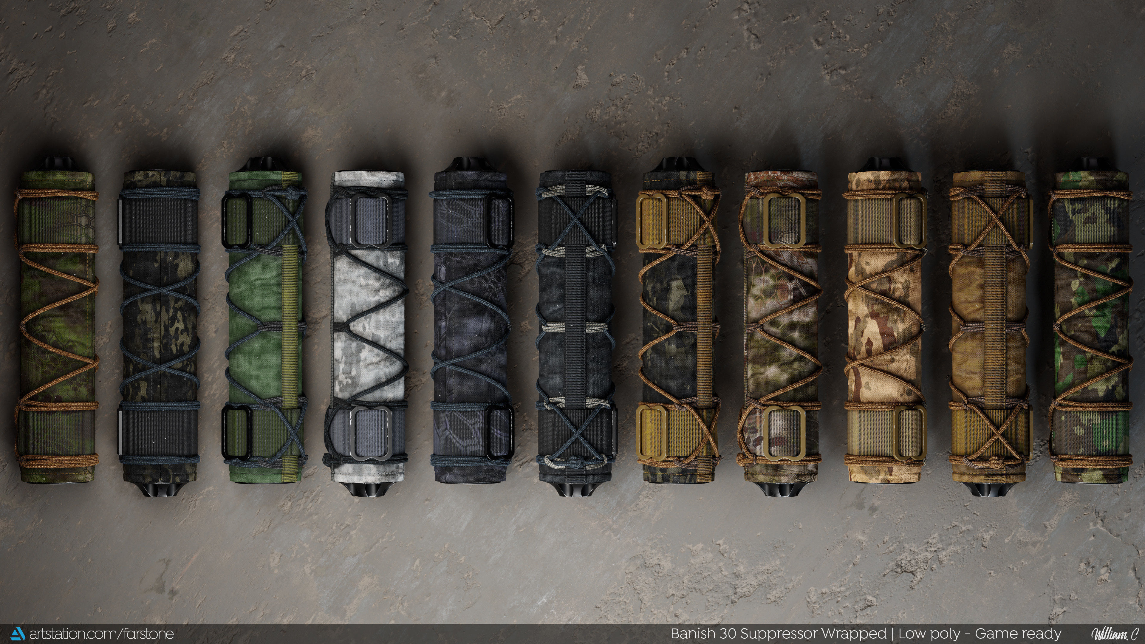 Banish 30 Suppressor Wrapped PBR Game Ready - Silencer Low-poly 3D model_3