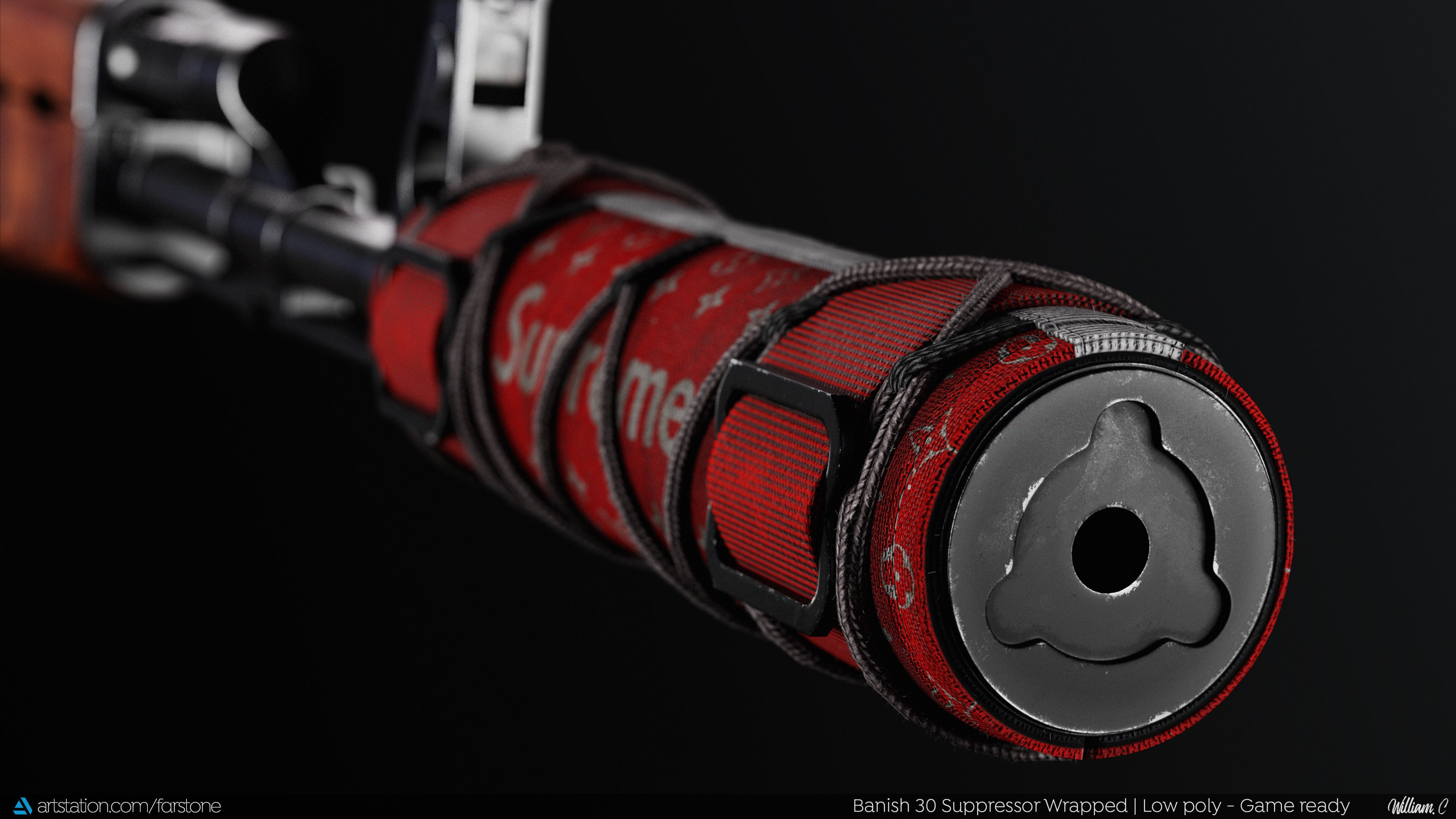 Banish 30 Suppressor Wrapped PBR Game Ready - Silencer Low-poly 3D model_4