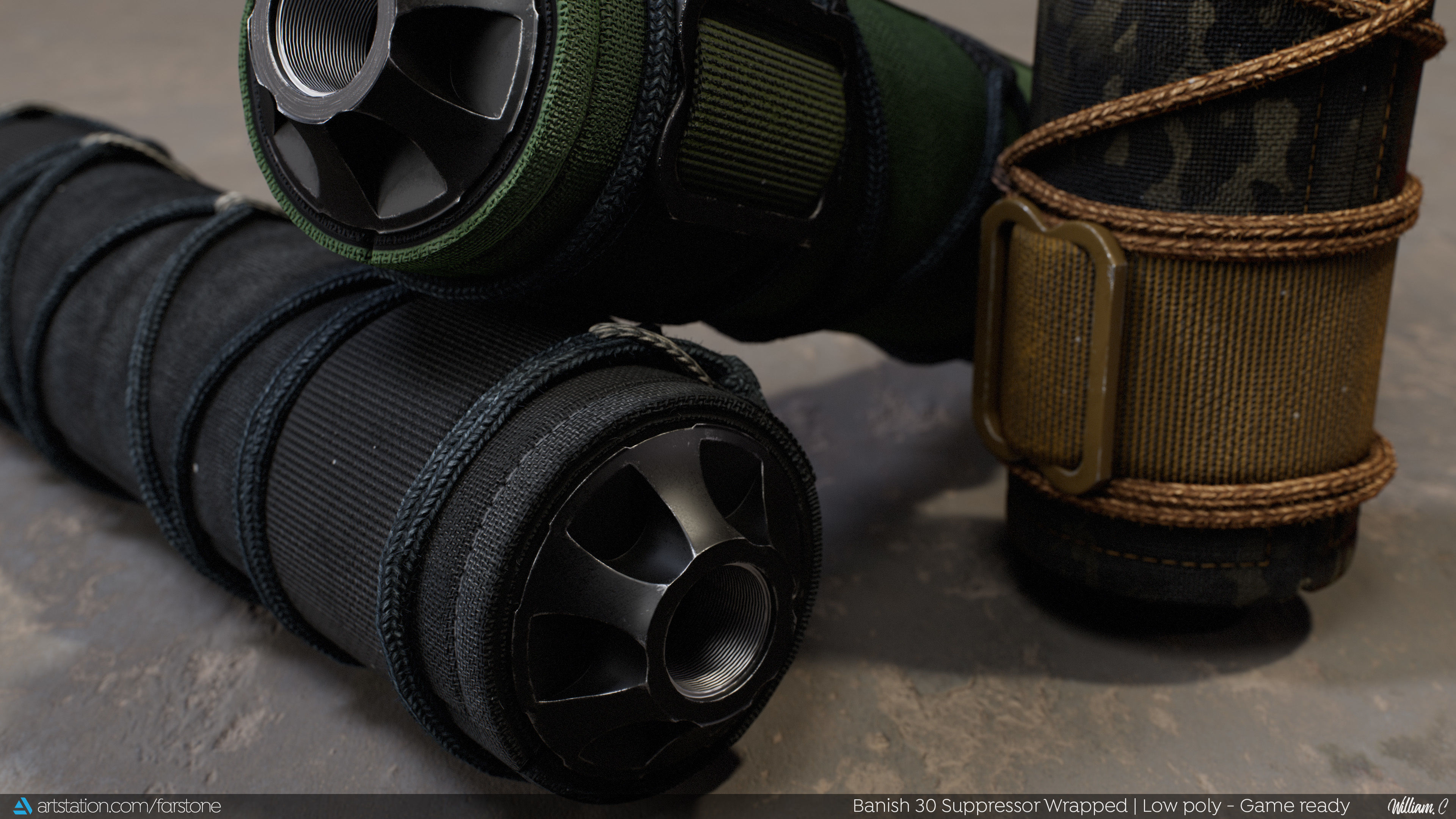 Banish 30 Suppressor Wrapped PBR Game Ready - Silencer Low-poly 3D model_5